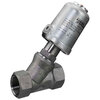 Globe valve free-flow Type 201 stainless steel entry above the valve pneumatique internal thread